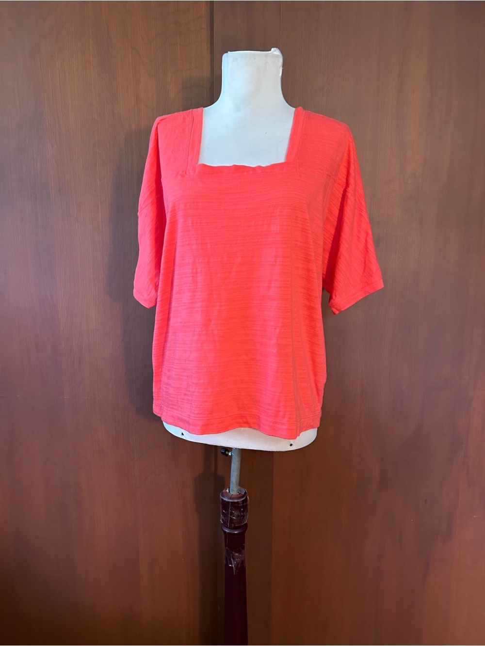 Anthropologie orange square neck shirt